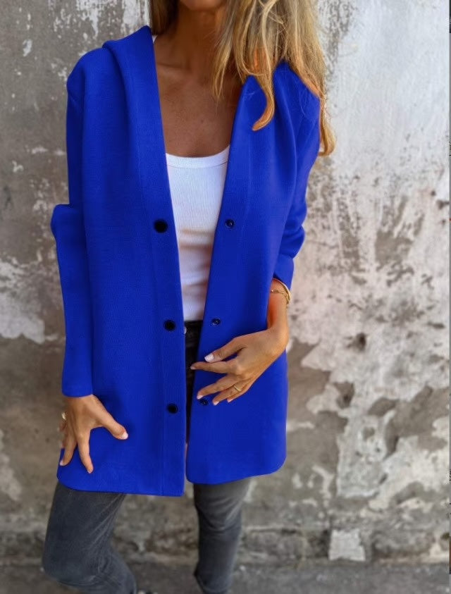 Casual Single Breasted Hooded Jacket ~ Throw-on style for breezy spring & autumn days