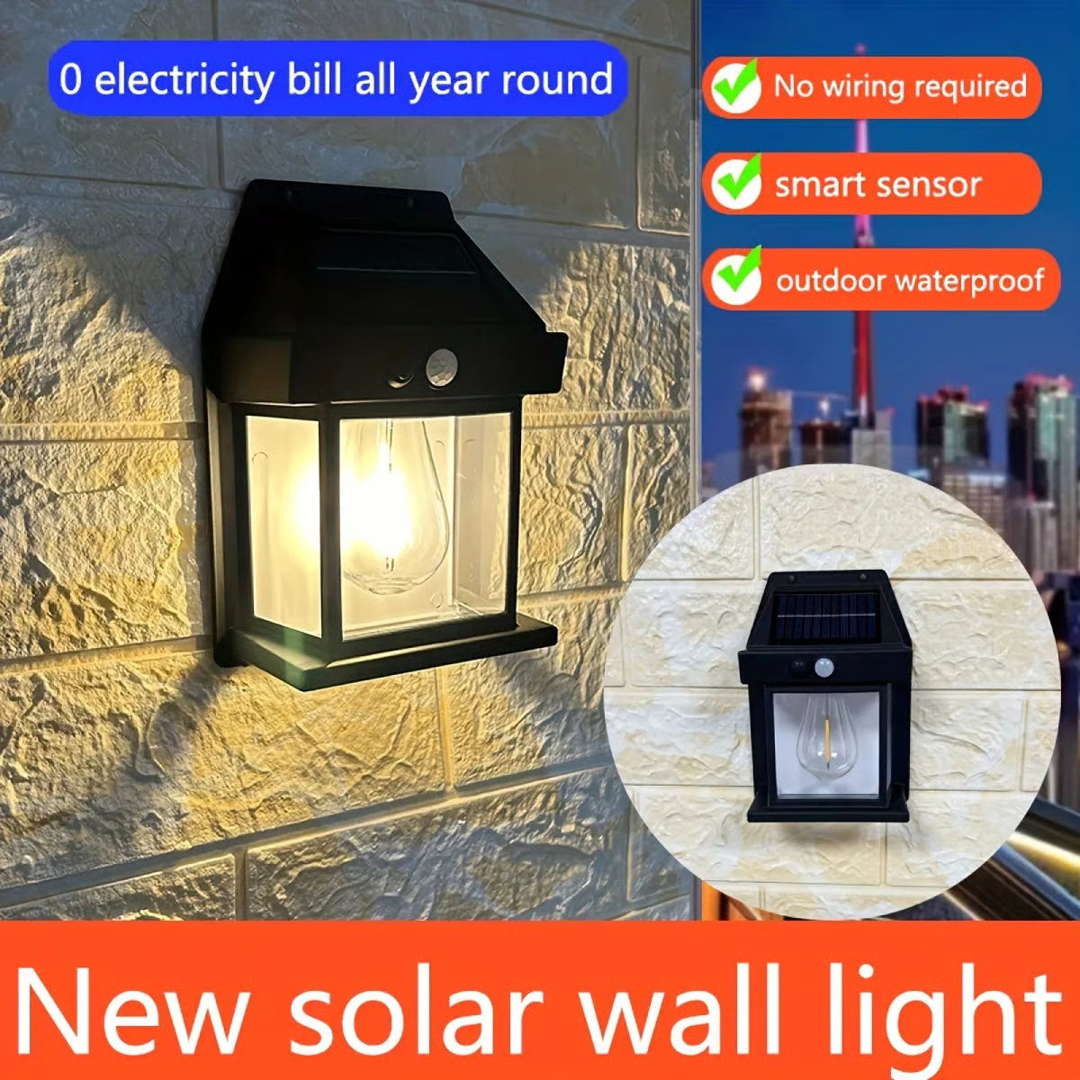Outdoor Solar Wall Lamp ~ Brighten your outdoors with zero electricity
