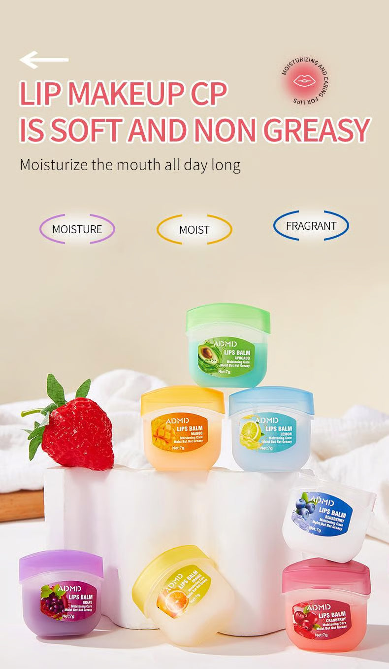 8Pcs Fruit Flavored Lip Care Set ~ Turn dry, cracked lips into glass-shine perfection