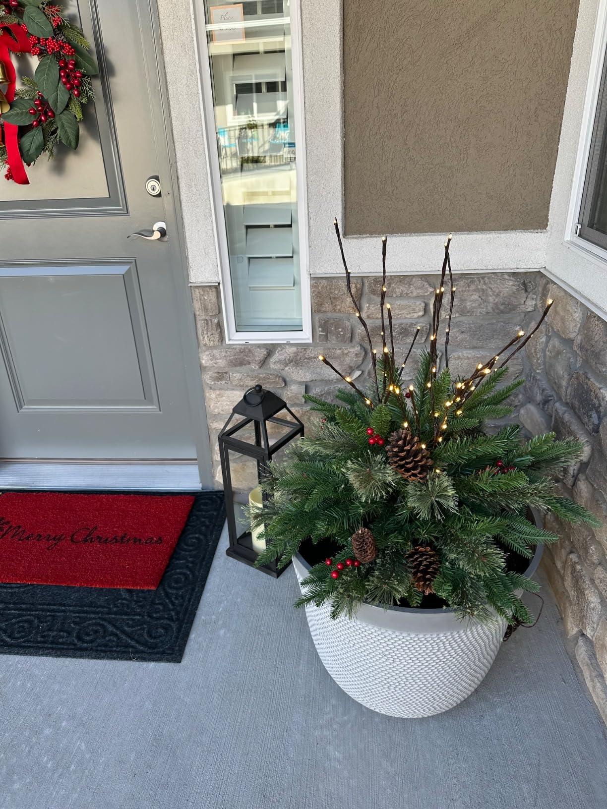 Mini Artificial Christmas Tree ~ Weatherproof sparkle for entryways and patios.