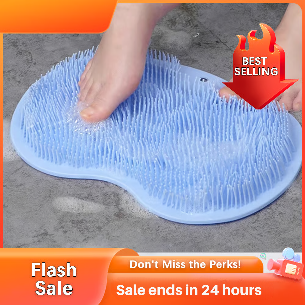 Silicone Shower Foot Scrubber Mat ~ Clean and massage feet hands-free in seconds